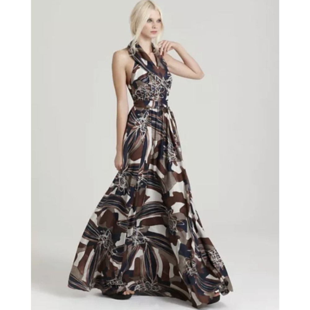 Rachel Zoe Silk Abstract Print Maxi Dress Gown small